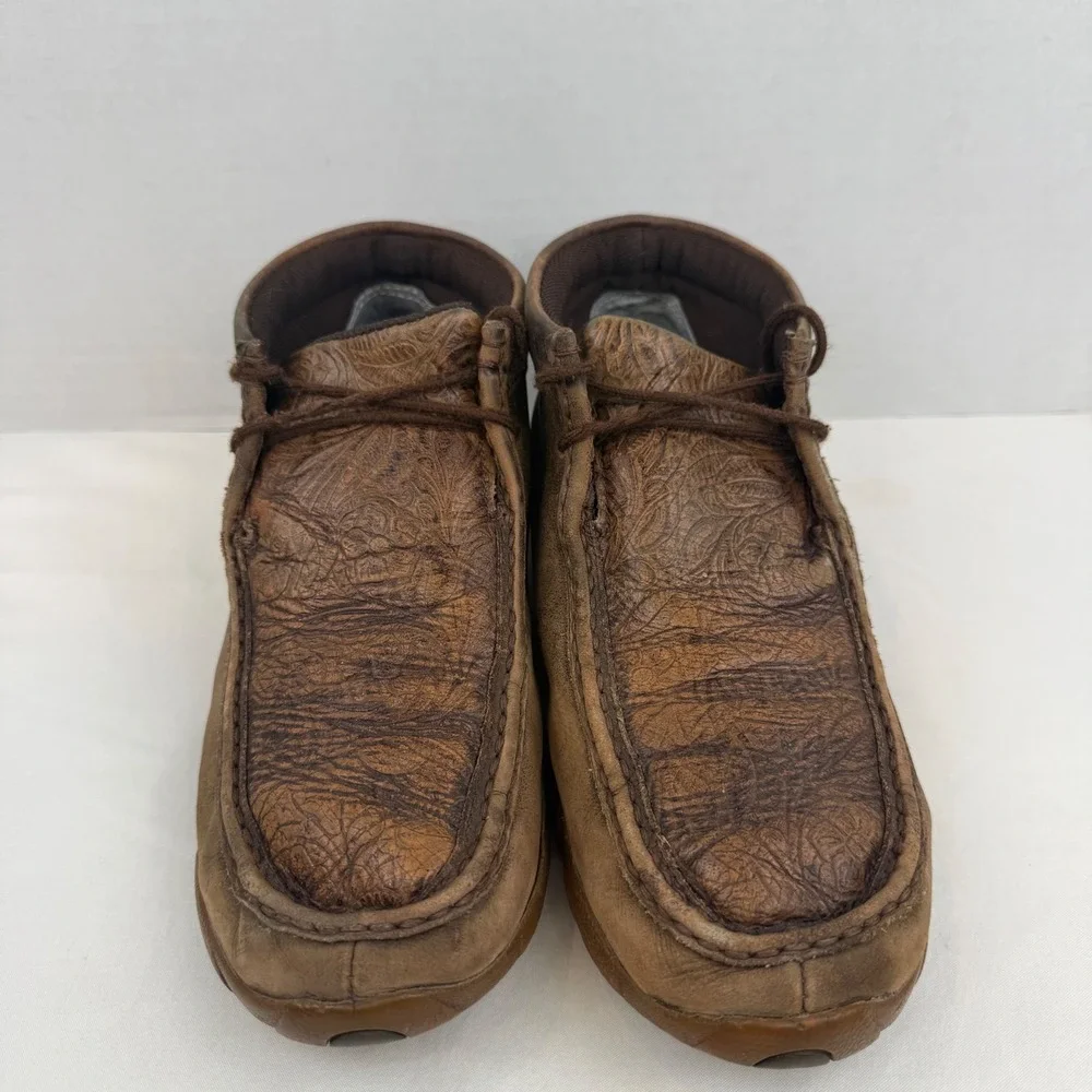 Twisted X Mens Driving Moc Brown Leather Embossed Floral Chukka Boots WDM0079 9M